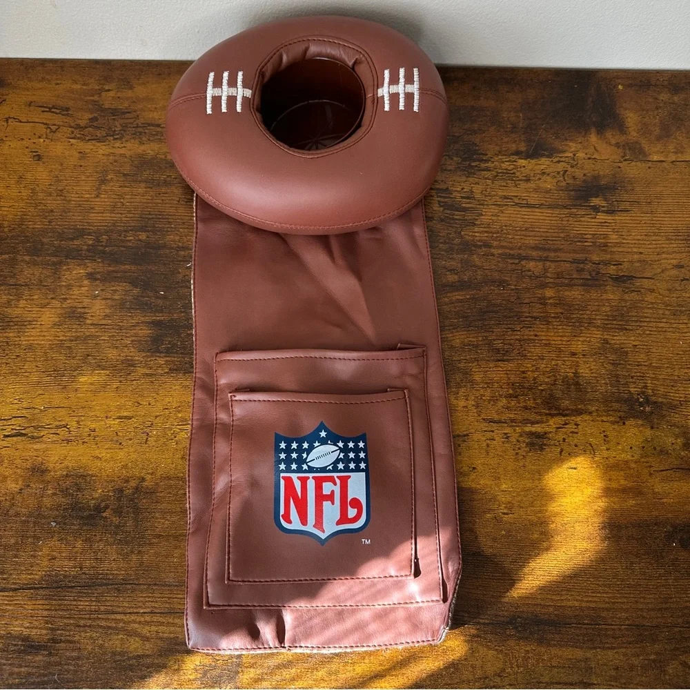 Vintage NFL Armchair Caddy Remote Control Holder Football Cup Holder Brown Plaid